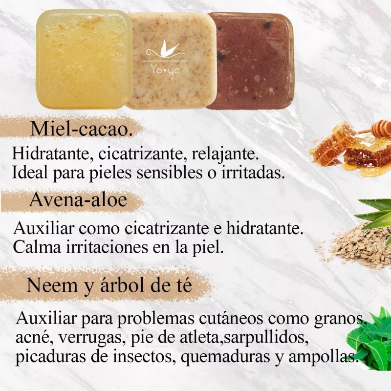Yoyo vital 3 Pack Jabón Artesanal Facial Corporal Con Activos