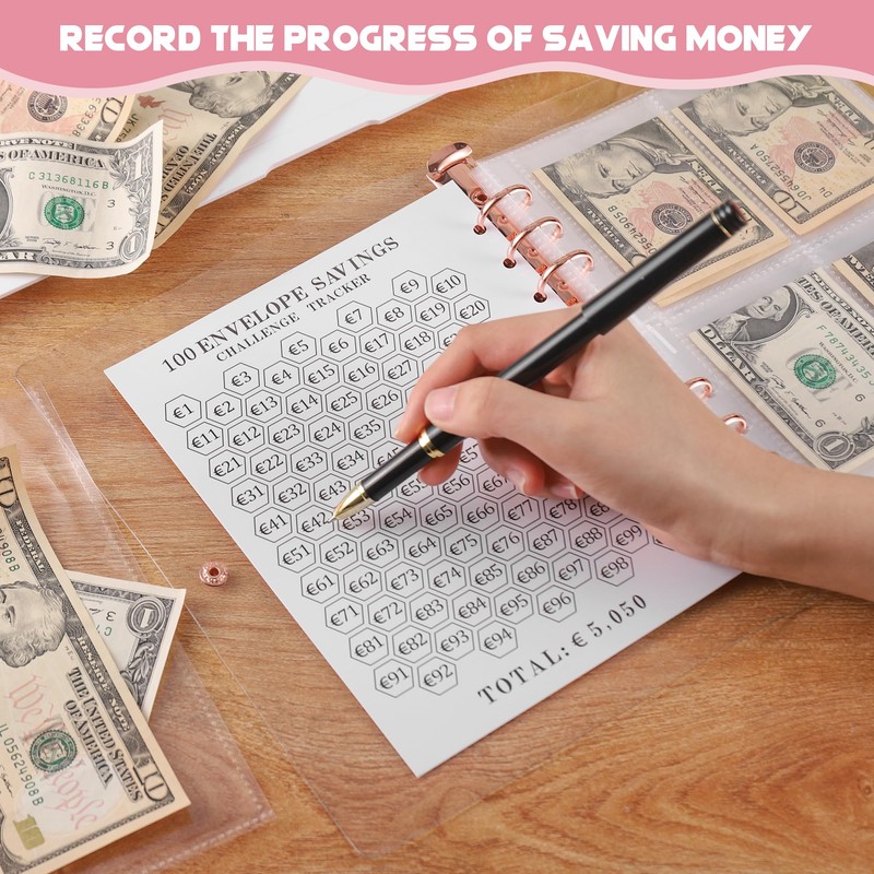 JIANTA 100 Envelope Saving Challenge Planner Binder A5 Budget Planner,