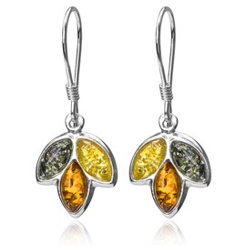 Ian and Valeri Co. Multicolor Amber Sterling Silver Clover Fishhook Earrings