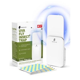 Kiwinurse Flying Insect Trap Indoor - Plug-in Fly Catcher and Killers Includes Refills for House Flies, Fruit Flies, Gnats,Cover up to 800 ft², Without Night Mode, Off-White, 1 Traps + 1 Refills