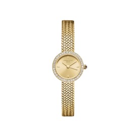 Rosefield Women's MCGMG-M03 Gold Mini Small Edit Champagne Dial Crystal Gold-Tone Woven Mesh Watch
