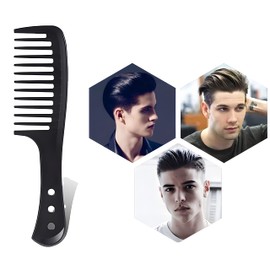 Finduat 4 Pcs Wide Tooth Comb, Large Tooth Combs Wide Tooth Curl Comb Shark Teeth Hair Hairstyle Tool for Curly Wet Wavy Thick Hair Wigs Barber Salon, Women Men (Black)