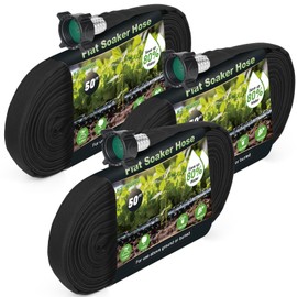 HZYOUMU Flat Soaker Hose 150FT(50FT*3) for Efficient Watering Tree Durable Double Layer Design for Gardens Lawns and Vegetable Fields (150FT)