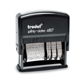 Trodat Printy 4817B Word Tape Rolling Stamp (Former 4812), Date Plus Weekdays, Self-Inking Imprint, Black, 48 x 3.8 mm