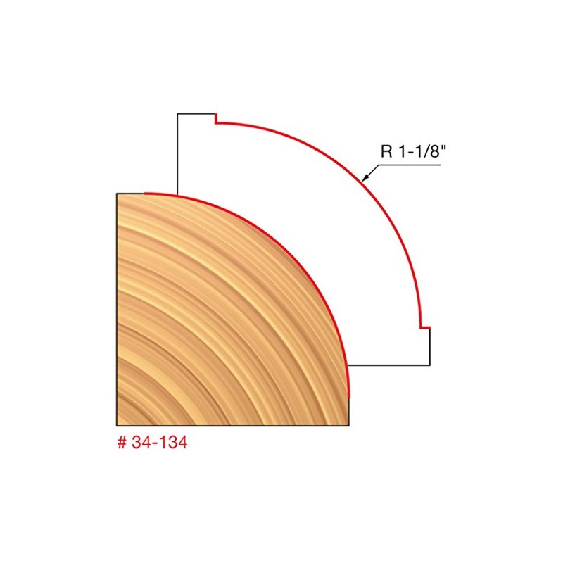 Freud 34-134: 1-1/8" Radius Rounding Over Bit with 1/2" Shank