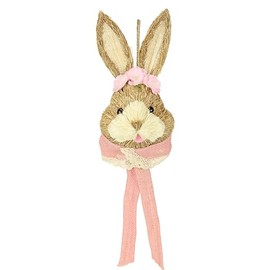Raffia Rabbit Head Decorative Figure Rabbit Easter Bunny Decoration Figure Door Decoration Easter Wreath Wall Decoration Easter Hanger Easter Figure Spring Decorative Rabbit Sculpture Basthase Spring