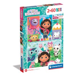 Clementoni 24804 Supercolor Gaby's Dollhouse-2 Puzzle with 60 Pieces from 4 Years, Colourful Children's Puzzle with Special Luminosity and Colour Intensity, Skill Game for Children
