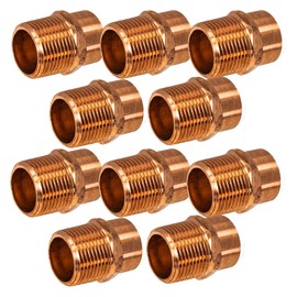 PROCURU 1/2-Inch Copper Male Adapter C x M (Sweat x MNPT) Certified Lead Free (1/2", 10-Pack)