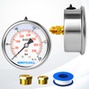 Hansfelds 0-250bar Pressure Gauge Liquid Filled 1/4''BSP Back Mount 63mm