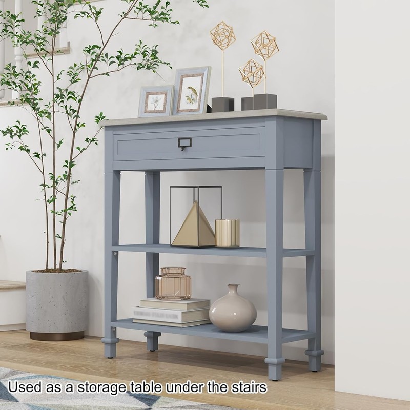 kinbor Skinny Console Table - Narrow Sofa Tables with Drawer