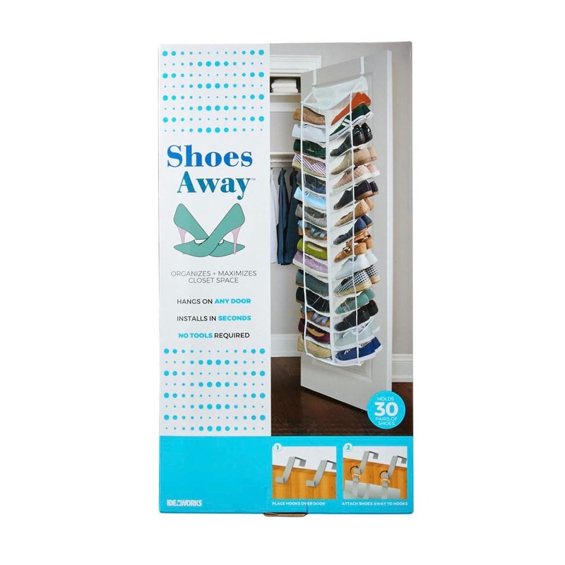 Ideaworks 82-3054TV Away Hanging Shoe Organizer, White, One Size Fits