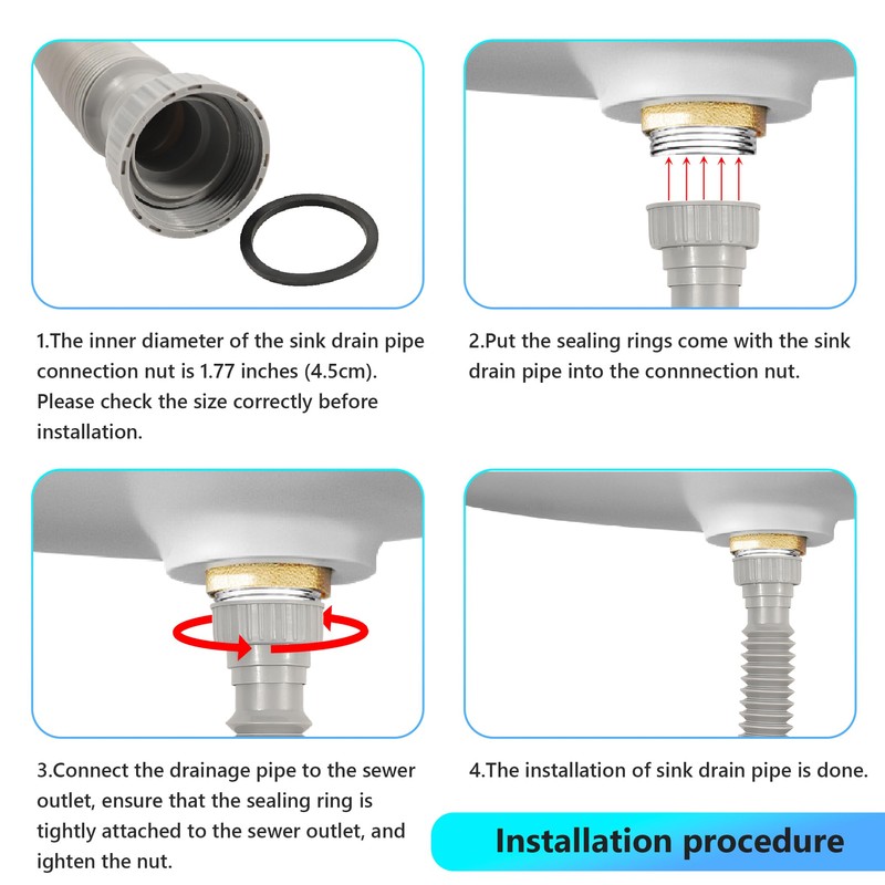 Rackickyer Sink Drain Pipe Kit, 2 Pack Flexible Drain Pipe