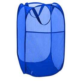 Larpur Mesh Laundry Basket, Pop up Laundry Hamper with Handles, Collapsible Clothes Basket for Travel, College, Dorm, Royal Blue