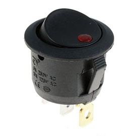 Red illuminated LED Dot On/Off Round Rocker Switch + Waterproof Cover 12V SPST