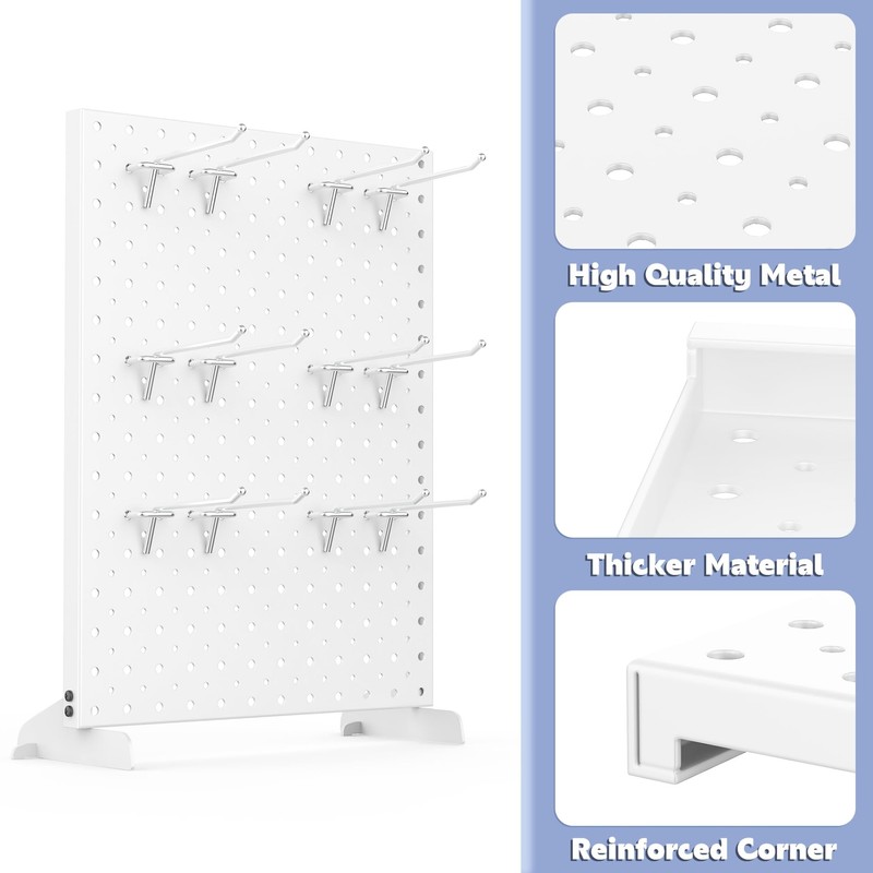 WALMANN Metal Tabletop Pegboard Display Standing Pegboards for Craft Shows,