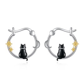 Fox/Cat/Raccoon/Penguin/Axolotl/Polar Bear/Koala/Pig/Love Penguin Earrings Sterling Silver Animal Huggie Hoop Earrings Jewellery Gifts for Women, Sterling Silver, No