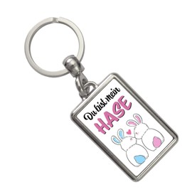 Du bist mein Rabbit Keyring in Blue A Beautiful Keyring Gift Idea for Couples in Love for Valentine's Day or Birthday in Various Sizes, Pink, grey