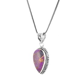 Universe Kart Handmade Purple Turquoise Gemstone Pendant Necklace in 925 Sterling Silver - Bohemian Healing Stone Jewelry for Spiritual Energy - Perfect Gift for Her, Wife, or Mother