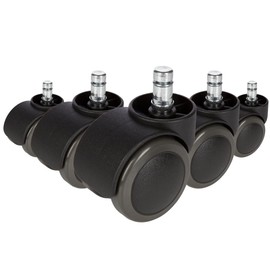 hjh OFFICE 619006 5x hard floor castors for office chair ROLO pin 11 mm / role 50 mm swivel chair castors for hard floors with smooth, smooth running surface