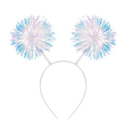 CUBACO Pom Pom Headband - Birthday Headband for Girls & Women, Pride White Alien Party Accessory