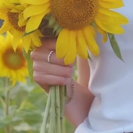 BESTEEL 925 Sterling Silver Daisy Ring For Women Flower Rings 14K Gold Plated Flower Rings You Are My Sunshine Stacking Band Rings Mother Daughter Rings Jewelry Statement Dainty Rings Size 5-10