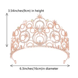 JITINX JITINX Crystal Crowns for Women, Crystal Bubble TiaraBride Royal Queen Headband Princess Headpieces for Women Bridal Wedding Prom Birthday Party Crowns (Rose Gold)