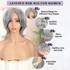 PHOCAS Grey Short Bob Wig Synthetic Layered Silver Gray Wigs