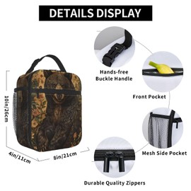 cromcu Retro Bear Floral Insulated Lunch Box for Boys Men Wildlife Lovers,Polyester Reusable Cooler Lunchbox Gifts,Vintage Animal Flower Leakproof Lunchbag for Work,Picnic,Travel,Hiking,Fishing