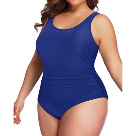 Daci - Traje de baño de una pieza para mujer (talla grande), color rojo, Azul, 18 Plus