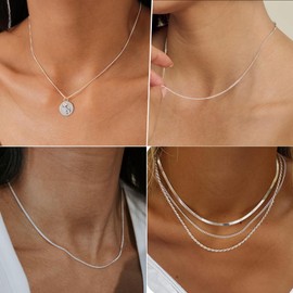 Esrael 925 Sterling Silver Chain for Women 1.5mm Silver Necklace Chain Sterling Curb Chains Necklace for Women Jewellery Gifts 18 Inch