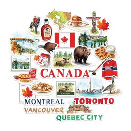 29 Canadian Graffiti North American Landscape Creative Travel Stickers Waterproof Handbooks Luggage Creative Stickers Decoration (29PCS)