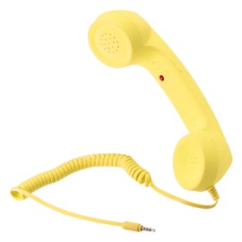 sourcing map 3.5 mm Retro Telephone Handset for Microphone Speaker Yellow