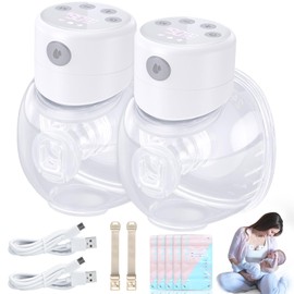 Hands Free Breast Pump S12, Double Wearable Breast Pump, Electric 3 Modes & 12 Levels,24mm Double-Sealed Flange,Smart Display,Low Noise for Comfortable Breastfeeding (2PACK)