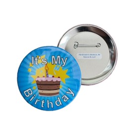 Secure ID It's My Birthday Button – Blue Pin Badge for Kids, Adults, Men & Women – Party Favor or Celebration Decoration for Boys & Girls (Pinback, 3")