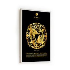 codiarts. Astrologie Sternzeichen Poster | Goldfolienprägung | goldenes Tierkreiszeichen Fische Wandbild | DIN A3 ohne Rahmen (Pisces, Schwarz)
