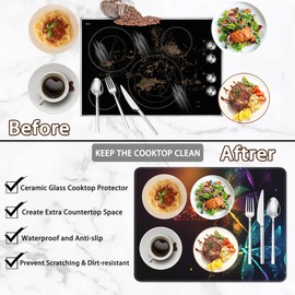 Electric Stove Top Cover,Fantasy Dragonfly Heat Resistant Rubber Glass Ceramic Stovetop Protector Mat, Rubber Dish Drying Mat 28.5'' x 20.5''