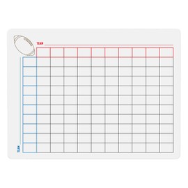 Football Pool Squares Dry Erase Board - Betting Bowl Game Scoreboard Chart For Super Office Party (100 Boxes, 9 x 12 Inch Board)