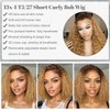 XNJ Honey Blonde Curly Bob Lace Front Wig 13X4 T527