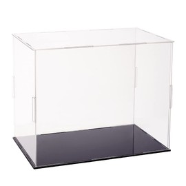 FINGERINSPIRE Display Cases for Mini Figures Made of Plastic 26 x 16 x 20.5 cm Transparent Dustproof Action Figures Display Case with Black Base Display Case for Models Building Blocks Doll and