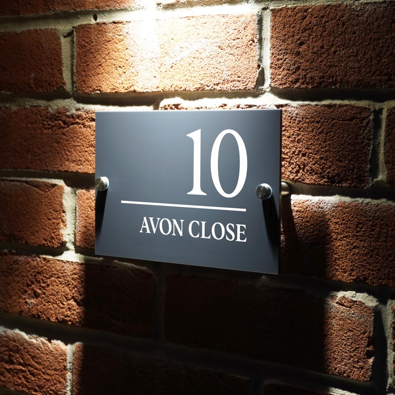 Badgemaster Modern Anthracite House Number Sign Plaque Stainless Steel Standoffs