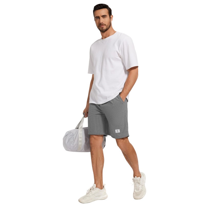 LVCBL Corduroy Men's Summer Shorts, Linen Lightweight Shorts with Pockets,