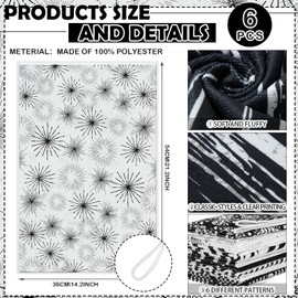 Redbaker 6 Pcs Black and White Kitchen Towels Abstract Art Line Dish Towels Floral Tea Towels Mid Century Modern Absorbent Hand Towels Decorative Set for Bathroom Housewarming Gift