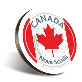 1 x Round Jumbo Size Coaster 12cm Nova Scotia Canada Flag Travel Holiday Cork Backed MDF Glossy Tea Coffee Accessory #59057