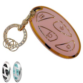 Pink Soft TPU Key Fob Cover Case Protector for Hyundai, Keychain, Accessories for Hyundai 2024-2025 Tucson Elantra Santa Fe Kona Sonata IONIQ Smart Remote Key (for Hyundai C)