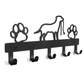 PET ARTIST Dog Leash Holder for Wall, Metal Dog Leash Hooks for Wall Decorative, Dog Leash Hanger Organizer Wall Mount with 5 Hooks, Dog Stuff Storage Organizer for Key Holder Dog Collar and Leash Set