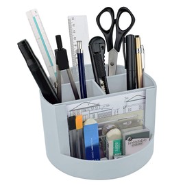Acrimet Plastic Desktop Organizer - Mix Organizer Caddy Photo Holder - Office Supplies Storage and Home Organization (Pen Pencil Clip Holder) (White Color)