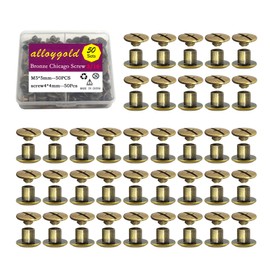 Alloygold 50 Sets Bronze Chicago Screws M5*5mm - Great for Leather Crafts, Bindings and Repairs - Strong Rivet Screws with Easy to Use Design for a Professional Finish 3/16" x1/4"