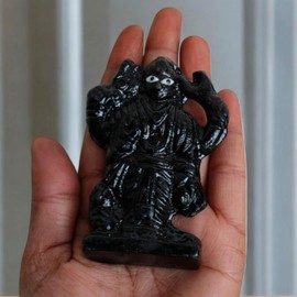 craftslook Iron Shani Dev Statue 3'' inch – Shani Navagraha Idol from Nine Planets Series – Black Loha Shanaishchara Murti for Puja, Gochar, Worship & Remedies – Vastu Spiritual Hindu God Figurine