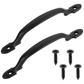 Door Handle, Furniture Handle, Pack of 2 Cabinet Handles, Black, Stainless Steel Handles, Black Cupboard Drawer Door Handle, Metal Door Handle, Robust Vintage Cast Iron Door Handles for Outdoor,