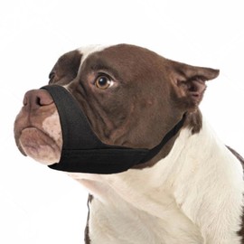 Short Snout Dog Muzzle-Soft Muzzle for Pitbull American Bulldog Boxer Rottweiler Shih Tzu Chihuahua Barking Grooming, Fabric Dog Mouth Guard to Prevent Eating Things Biting (Black, Large)